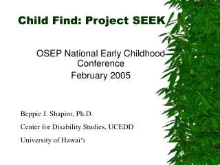 Child Find: Project SEEK