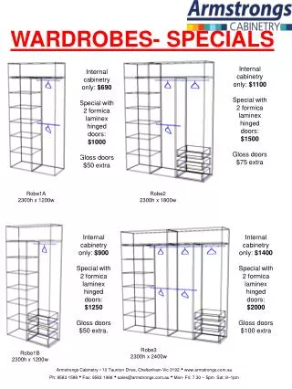 WARDROBES- SPECIALS