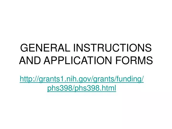 general instructions and application forms