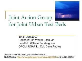 Joint Action Group for Joint Urban Test Beds