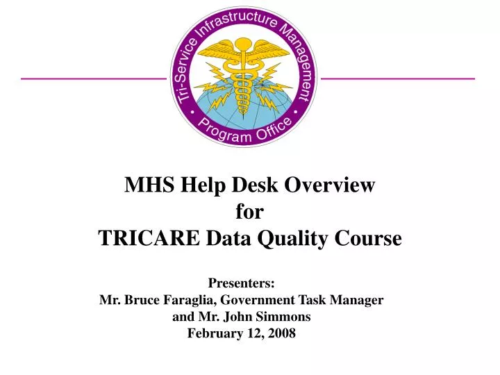 mhs help desk overview for tricare data quality course
