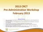2013 CRCT Pre-Administration Workshop February 2013 - slide 1