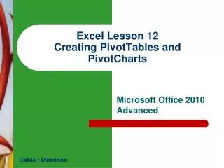 Excel Lesson 12 Creating PivotTables and PivotCharts