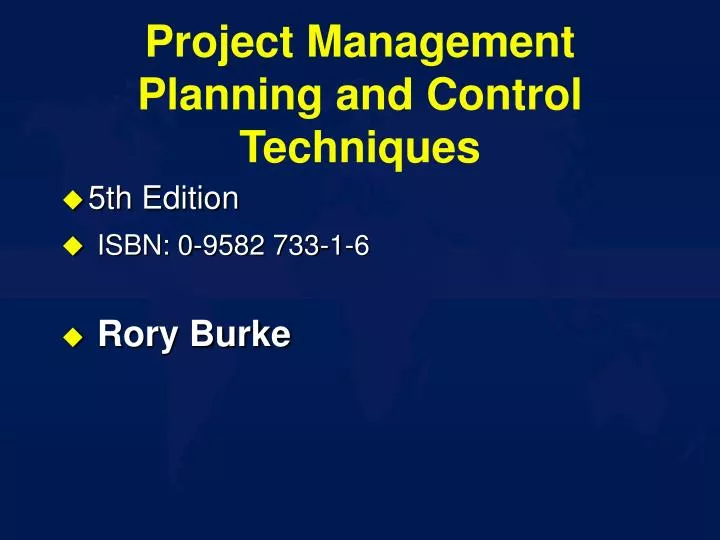 project management planning and control techniques