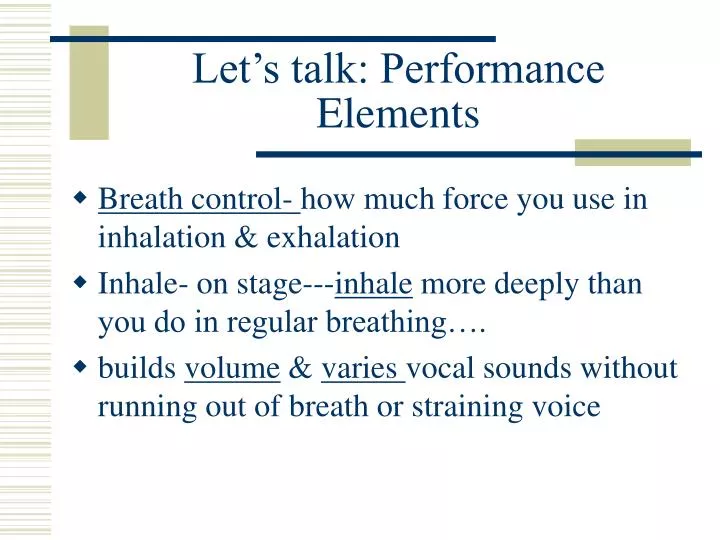 let s talk performance elements