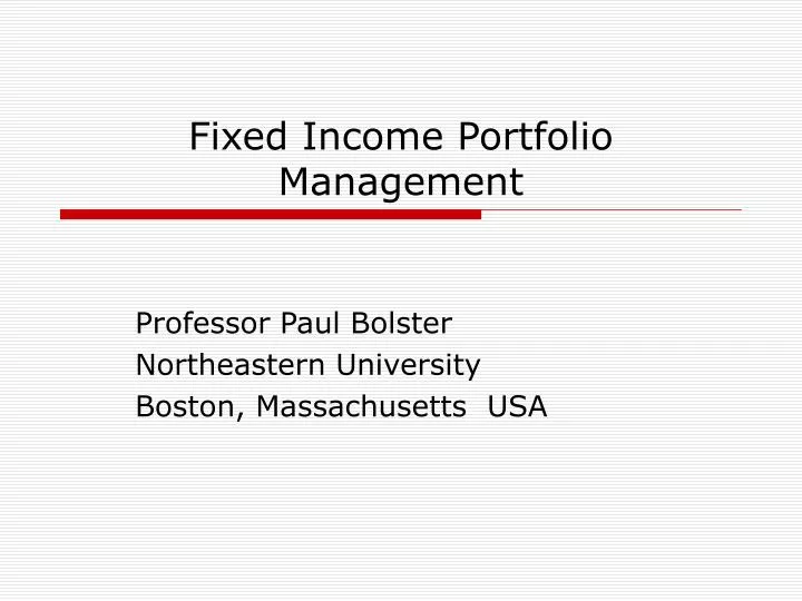 fixed income portfolio management