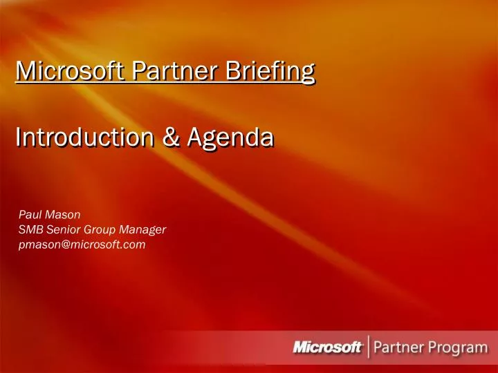 microsoft partner briefing introduction agenda