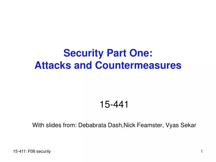 security part one attacks and countermeasures