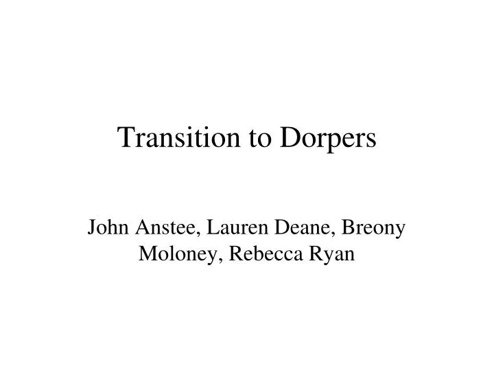 transition to dorpers