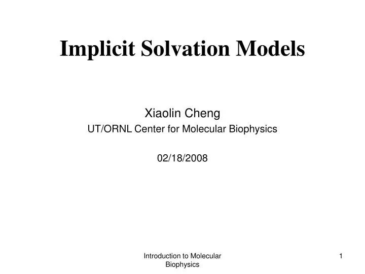 implicit solvation models