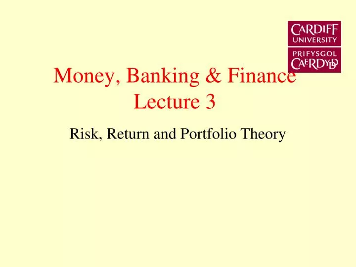 money banking finance lecture 3