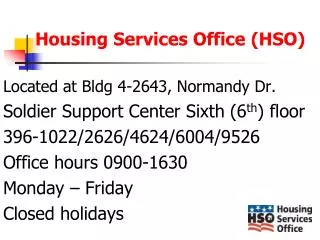 Housing Services Office (HSO)