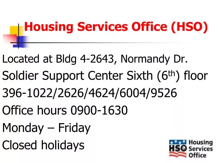housing services office hso