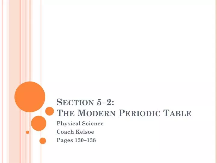 section 5 2 the modern periodic table