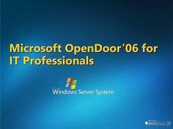 microsoft opendoor 06 for it professionals