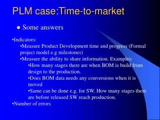 PLM case:Time-to-market