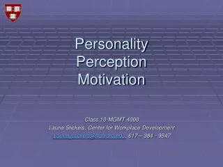 Personality Perception Motivation