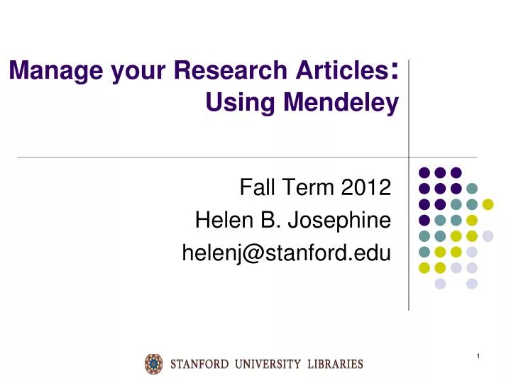 manage your research articles using mendeley