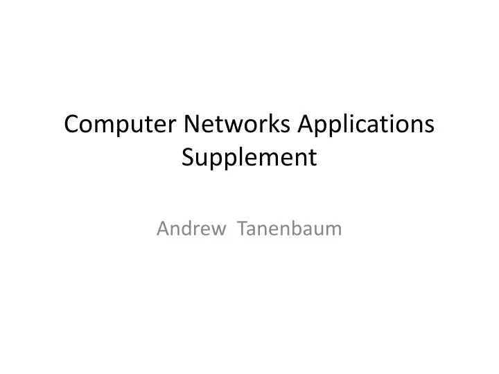 computer networks applications supplement