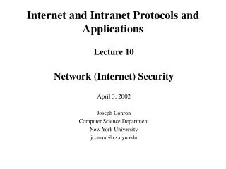 Internet and Intranet Protocols and Applications