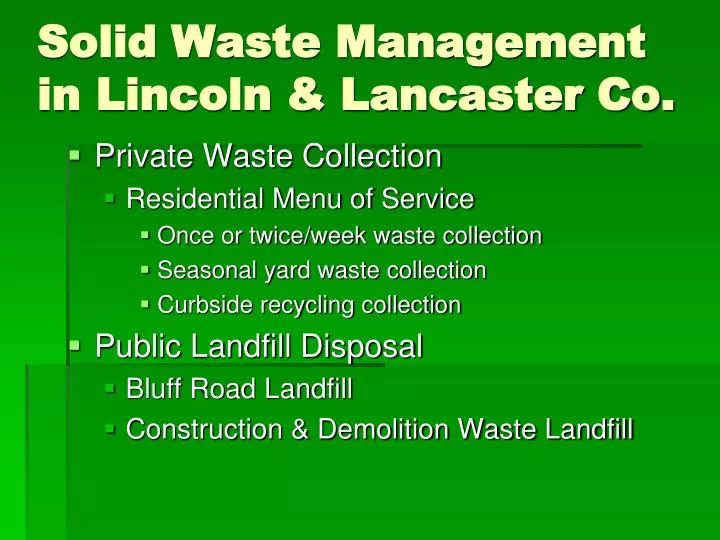 solid waste management in lincoln lancaster co