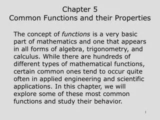 Chapter 5 Common Functions and their Properties
