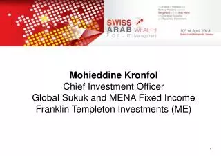 Mohieddine Kronfol Chief Investment Officer Global Sukuk and MENA Fixed Income