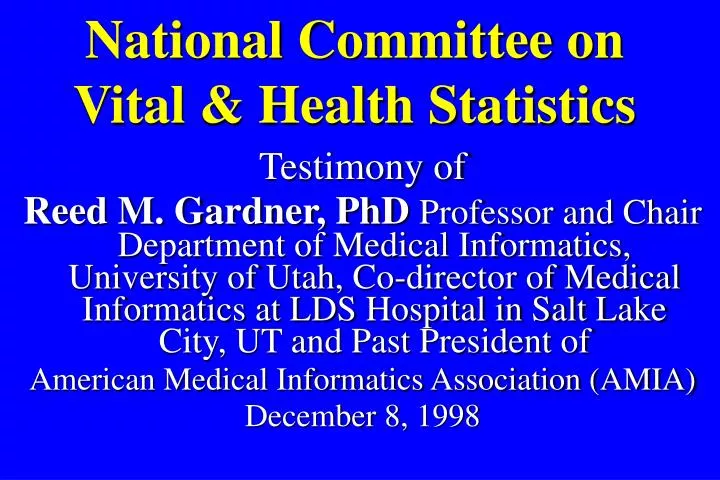 national committee on vital health statistics