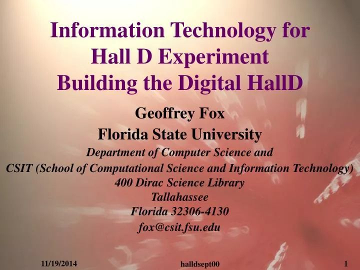 information technology for hall d experiment building the digital halld