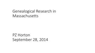 Genealogical Research in Massachusetts