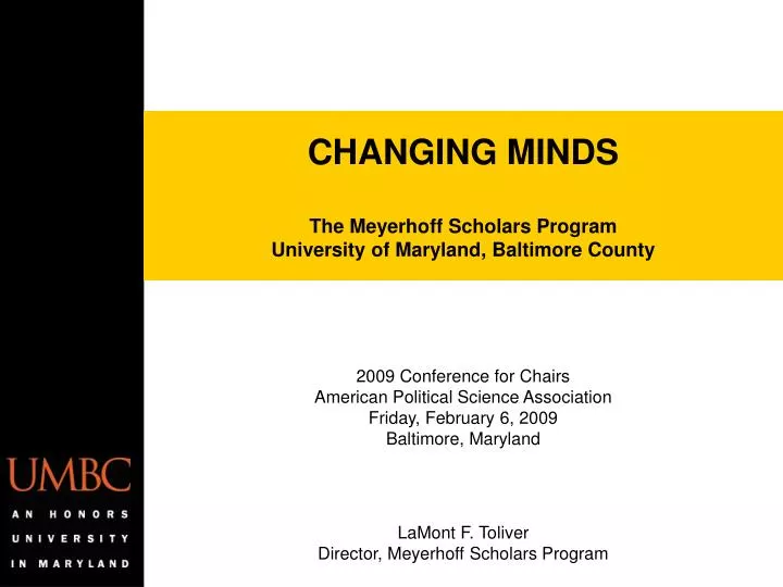 changing minds the meyerhoff scholars program university of maryland baltimore county