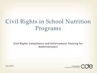 Civil Rights in School Nutrition Programs