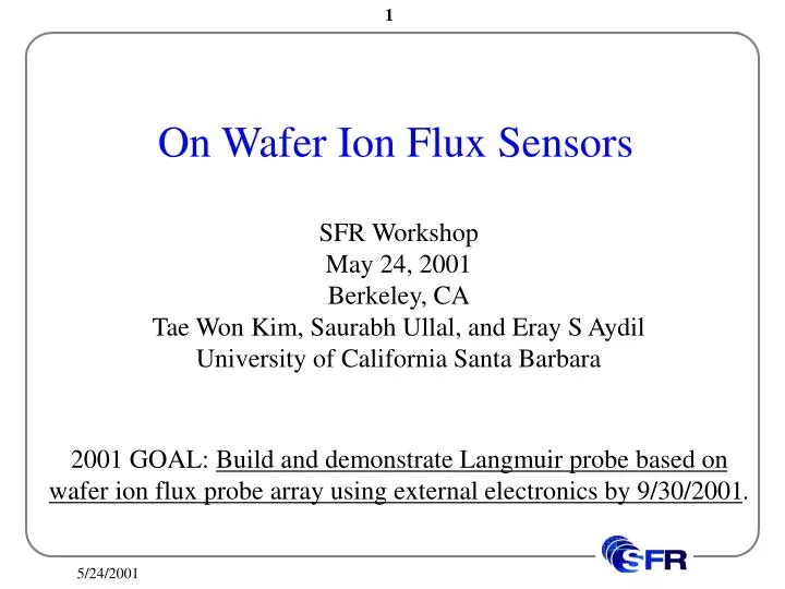 on wafer ion flux sensors