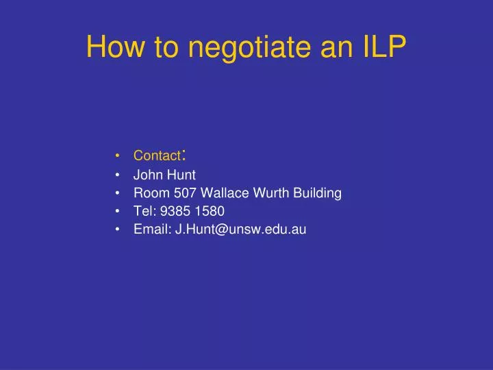 how to negotiate an ilp