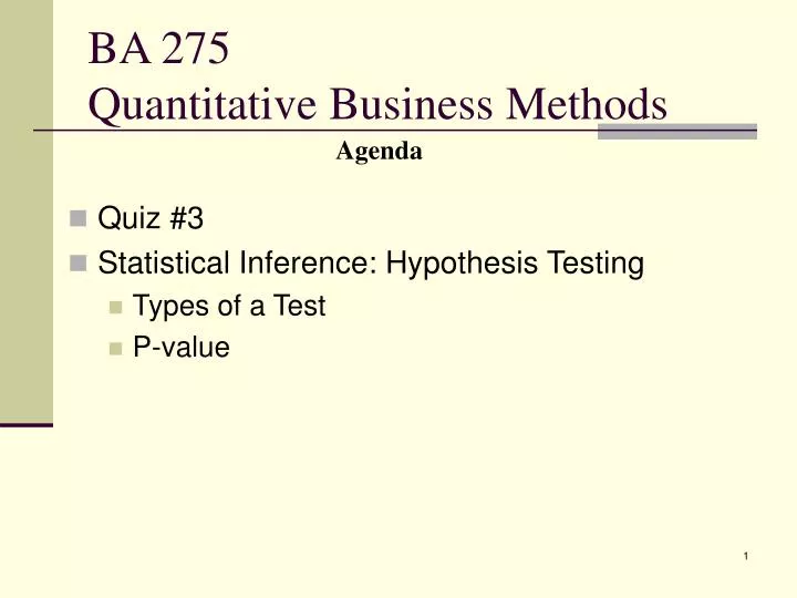 ba 275 quantitative business methods