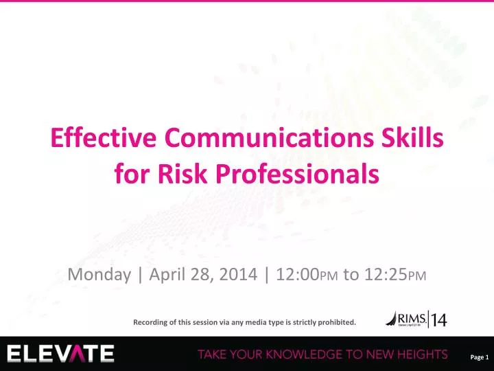 effective communications skills for risk professionals