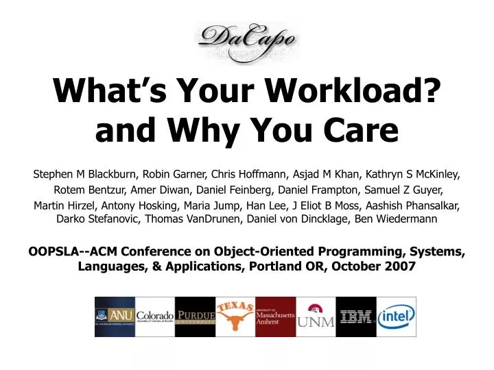 what s your workload and why you care