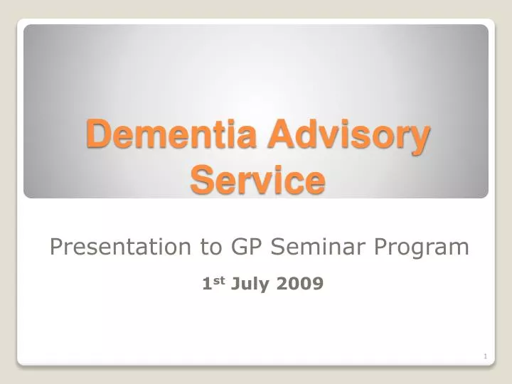 dementia advisory service