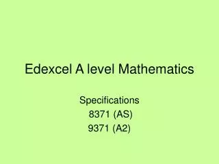 Edexcel A level Mathematics