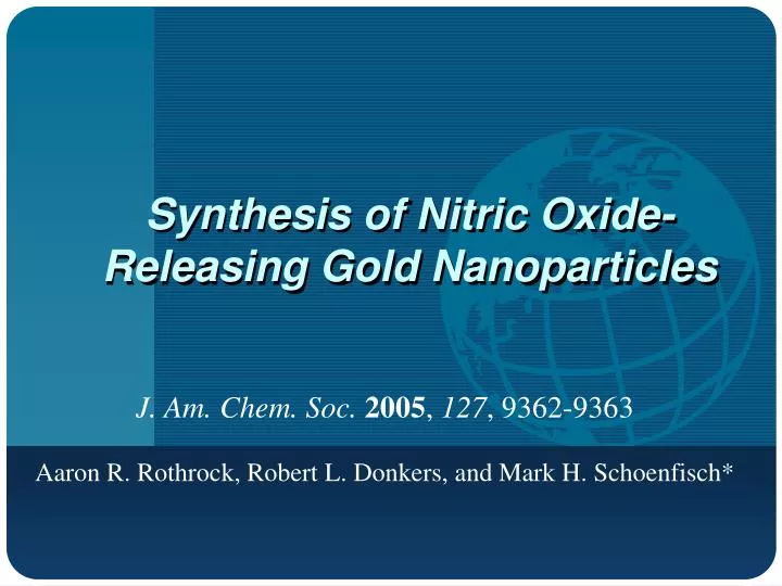 synthesis of nitric oxide releasing gold nanoparticles