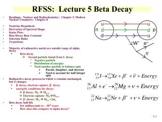 RFSS: Lecture 5 Beta Decay