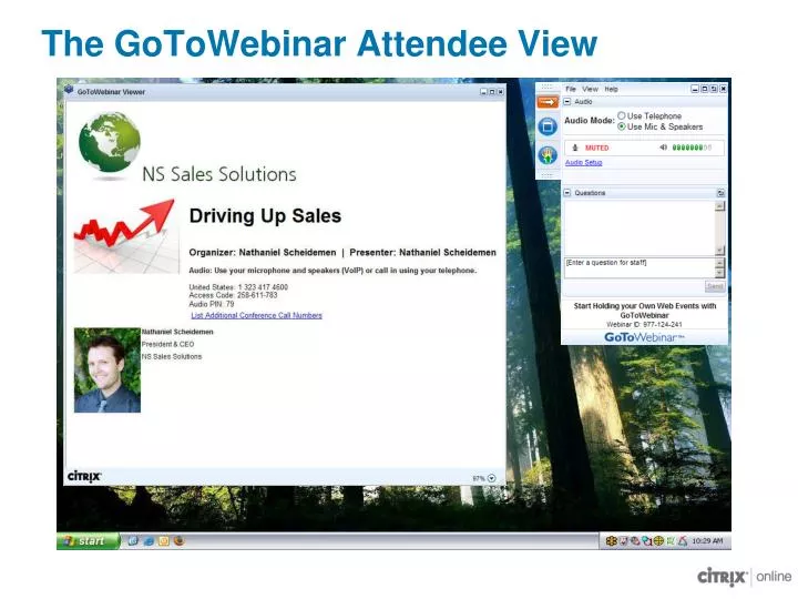 the gotowebinar attendee view