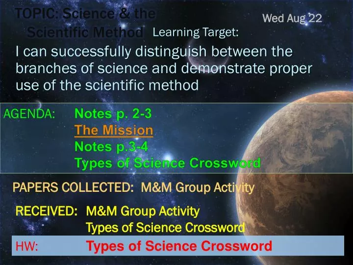 topic science the scientific method