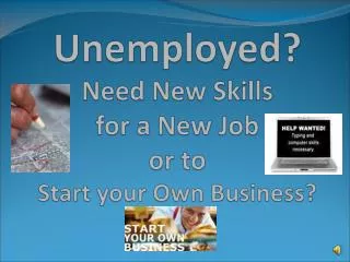 Unemployed? Need New Skills for a New Job or to Start your Own Business ?