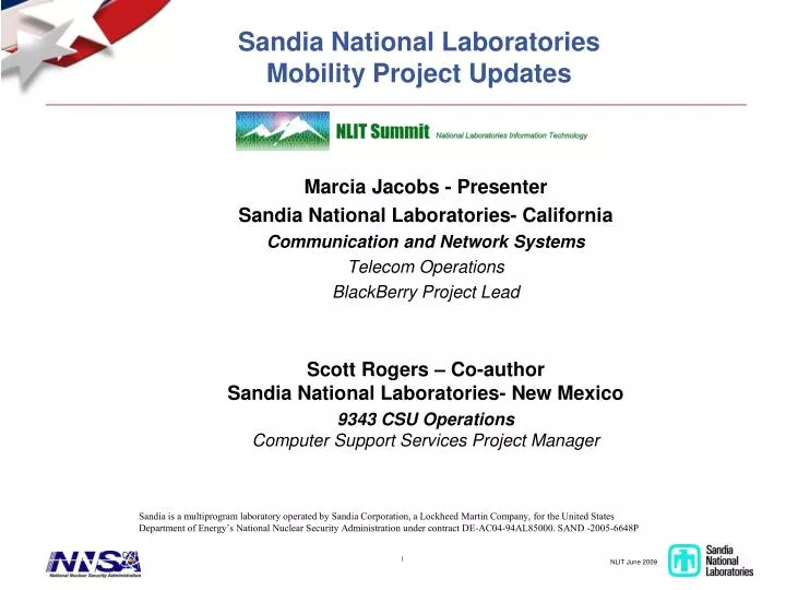 sandia national laboratories mobility project updates
