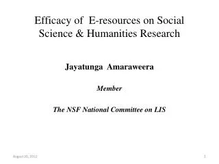 Efficacy of E-resources on Social Science &amp; Humanities Research