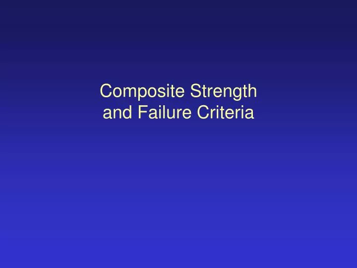 composite strength and failure criteria