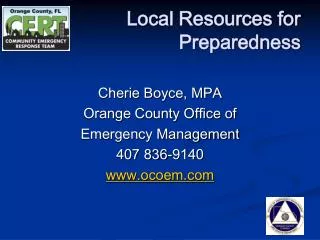 Local Resources for Preparedness