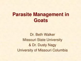 Parasite Management in Goats