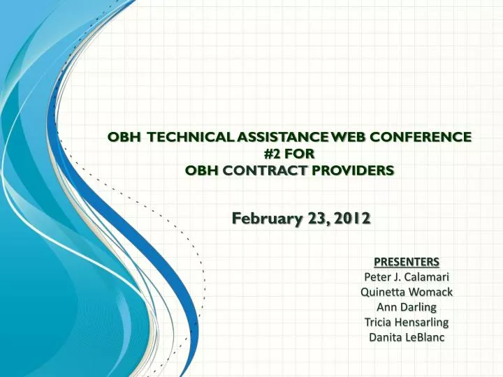 obh technical assistance web conference 2 for obh contract providers